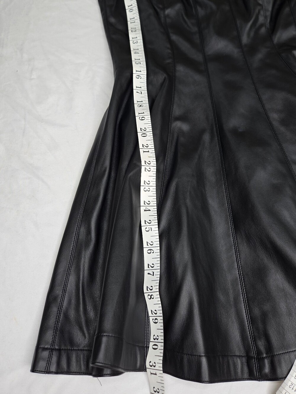 7 For All Mankind Womens Small Black Faux Leather Fit Flare Mini Dress Y2K - Picture 8 of 13